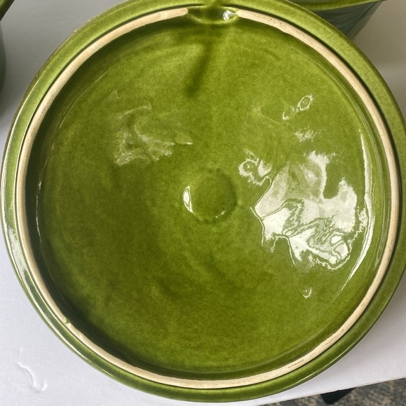 Vintage 3 pc.blue/green California USA Pottery leaf soup tureen - Picture 4 of 14